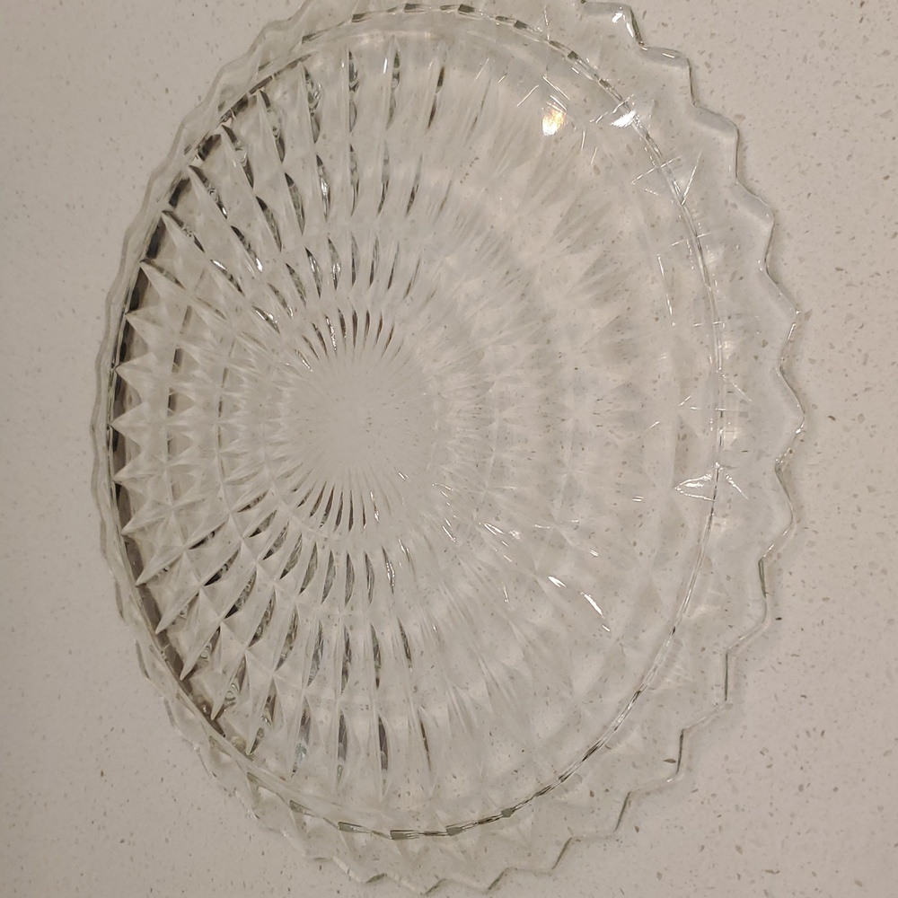 Jeanette Windsor Clear Glass Service Plate 10" Vintage - Picture 5 of 5